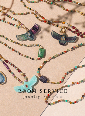 法国ROOM SERVICE多色碧玺达尔马提亚玉小圆片串珠手链项链两戴款