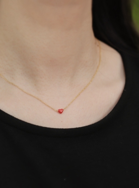 丹麦Design Letters正品原创百搭日常珐琅正红一颗爱心项链