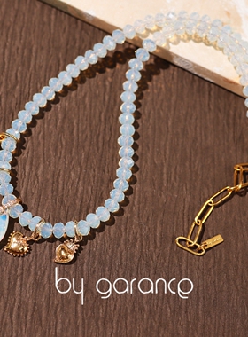 法国小众by garance正品SETH爱心水滴切面水晶串珠唯美表白项链