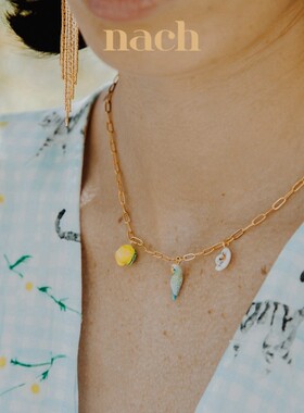 NACH21秋冬4朵迷你彩色小花项链