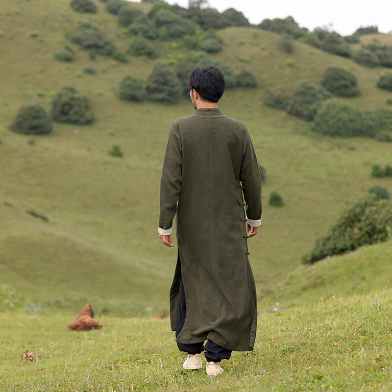 楠中国风禅意男装国潮春季全麻唐装上衣长袍苎麻盘扣立领大褂鹤野,淘宝优惠券,粉丝福利购,淘宝优惠卷