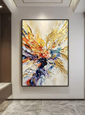 《绯绽》原创手绘油画客厅中古风抽象画高级感玄关装饰画肌理立体