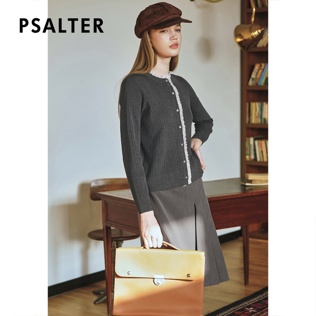 诗篇专选撞色木耳边莱赛尔高弹宽松轻薄针织小开衫2025春季新款 - 图0