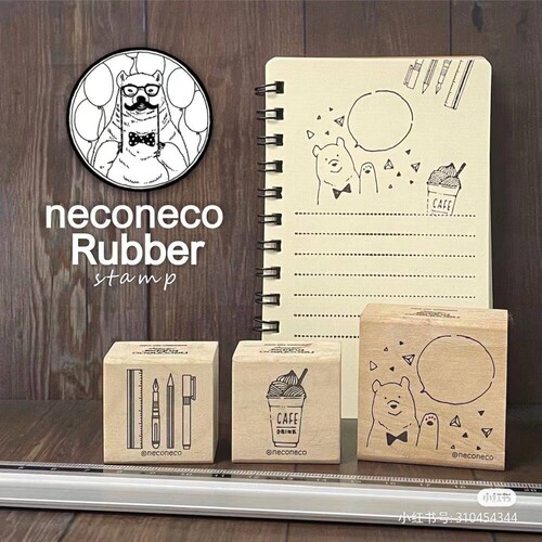 KODOMO NO KAO童颜木头印章ins人气作者neconeco联名手帐账贺卡 - 图1