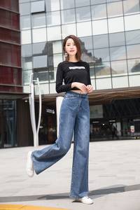 鑫丽莎CN2060新款牛仔宽松拖地女长裤阔腿裤筒女裤