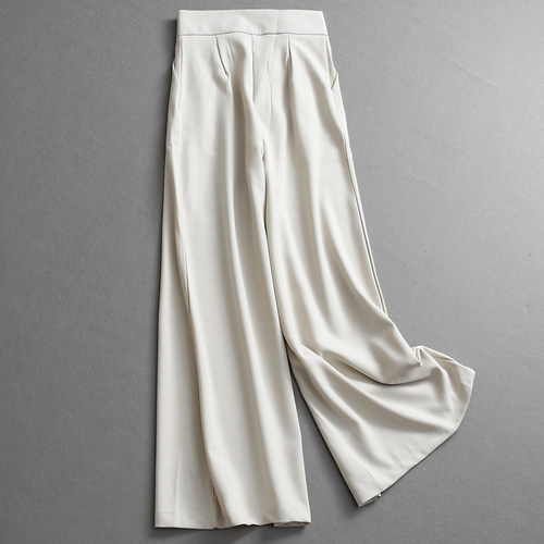 纯色宽松松弛感高腰显瘦阔腿裤西裤气质通勤百搭女裤休闲裤L271 - 图0