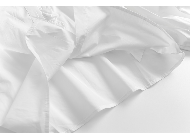 X446纯色花边立领单排扣显瘦减龄秋季新款2023长袖百搭女装衬衫