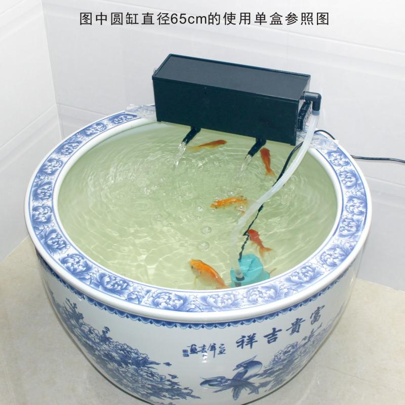 圆形鱼缸专用过滤器干湿分离滴流盒鱼盆水缸吸便净水增氧过滤设备-图2