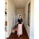 Chestnut Xixi Yunjian Yayun ຕາຫນ່າງ lantern sleeves tie waist ການອອກແບບແຂນສັ້ນດ້ານເທິງສໍາລັບແມ່ຍິງ summer