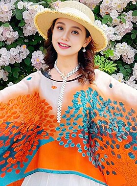 百变披肩女外搭配裙子套头防晒衣2025新款夏大码宽松旅行斗篷披风