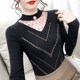 双面德绒半高领烫钻打底衫女秋冬内搭洋气加绒2024新款磨毛上衣潮