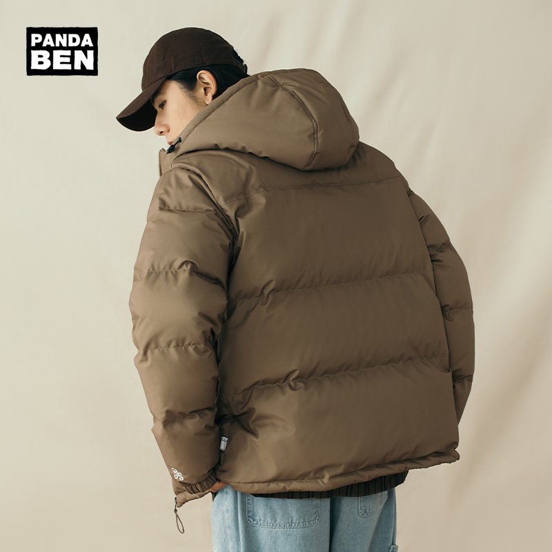 BEN.PANDA 羽绒服男冬季新款潮流刺绣防泼水连帽保暖加厚休闲外套