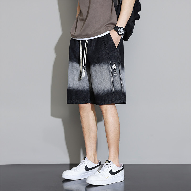 NANGAOFF大码牛仔短裤男士夏季薄款胖子加肥加大宽松抽绳撞色休闲,淘宝优惠券,粉丝福利购,淘宝优惠卷
