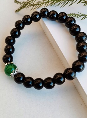 仿黑曜石手串风仿玛瑙红珠手饰