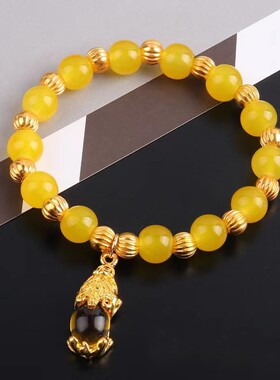 仿绿玉手串 仿和田玉菠菜绿碧玉手链 民族风仿玉石白玉时尚饰品