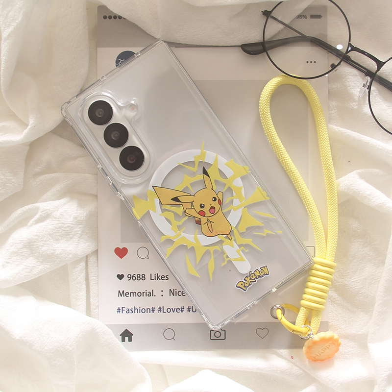 韩系ins宝可梦卡通比卡丘适用三星zfold7手机壳折叠屏fold5手绳FOLD6磁吸支架W24防摔ZFold3个性W23保护套w22 - 图2