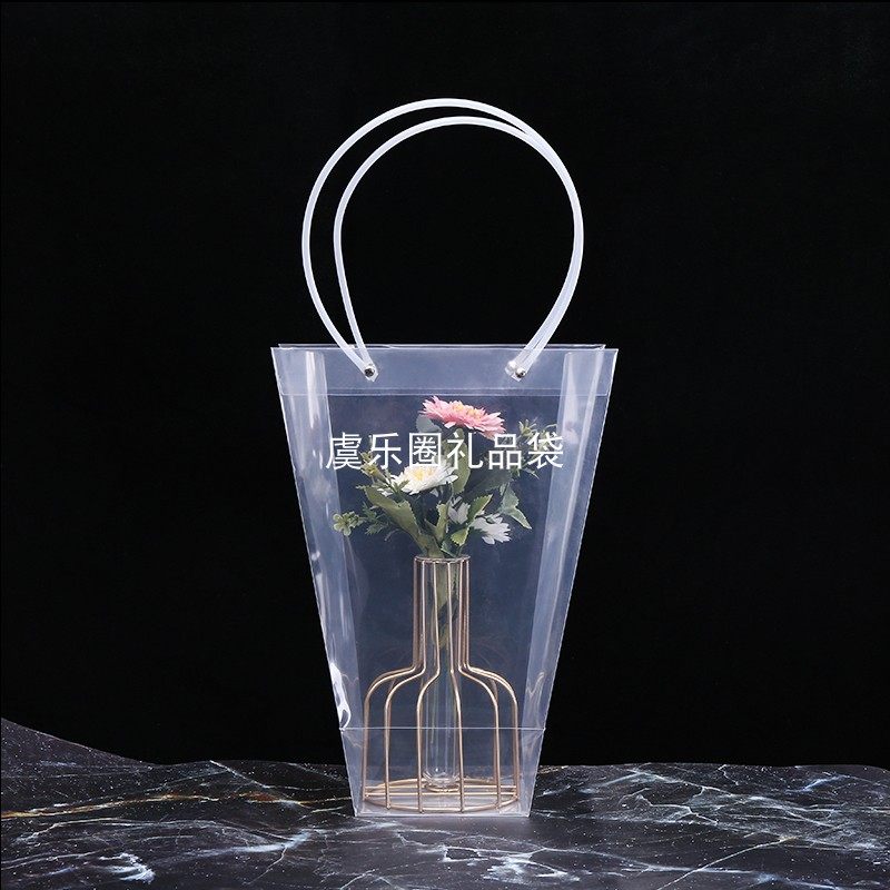 透明梯形手提袋鲜花花束包装袋子pp方形袋厂家花袋植物多肉年宵花,淘宝优惠券,粉丝福利购,淘宝优惠卷