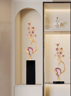 紫水晶福鹿摆件客厅轻奢高档