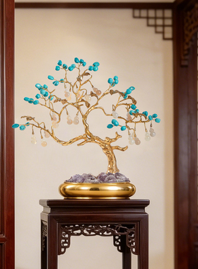 新中式绿松石发财树摆件