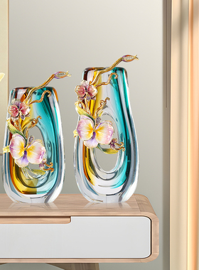 珐琅彩客厅花瓶摆件乔迁礼品