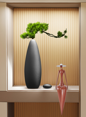 禅意入户玄关花瓶仿真绿植摆件