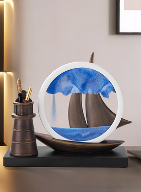 一帆风顺流沙画帆船笔筒送老师