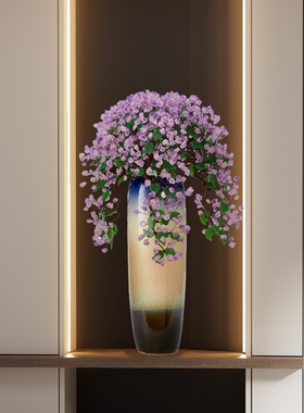 客厅轻奢紫水晶发财树落地花瓶