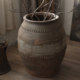 Traditional craftsmanship of old large clay pot vase with texture and large mouth