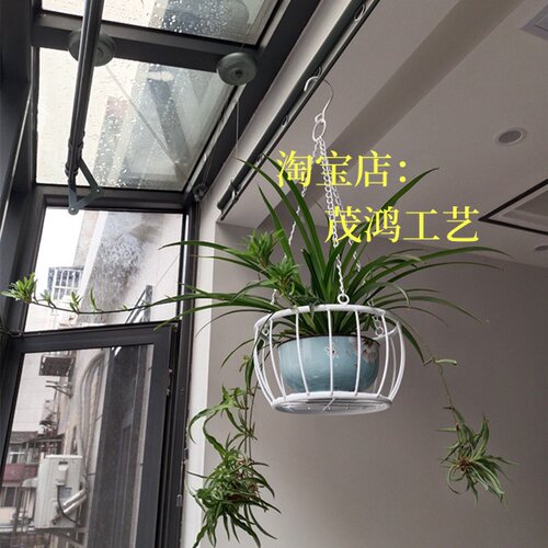 铁艺壁挂式垂吊花架 墙上悬挂式挂篮 绿萝花盆架 挂墙壁墙面吊篮 - 图2