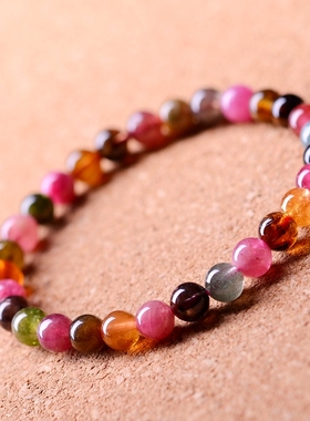 晶韵天然碧玺女士款旺夫七彩手串