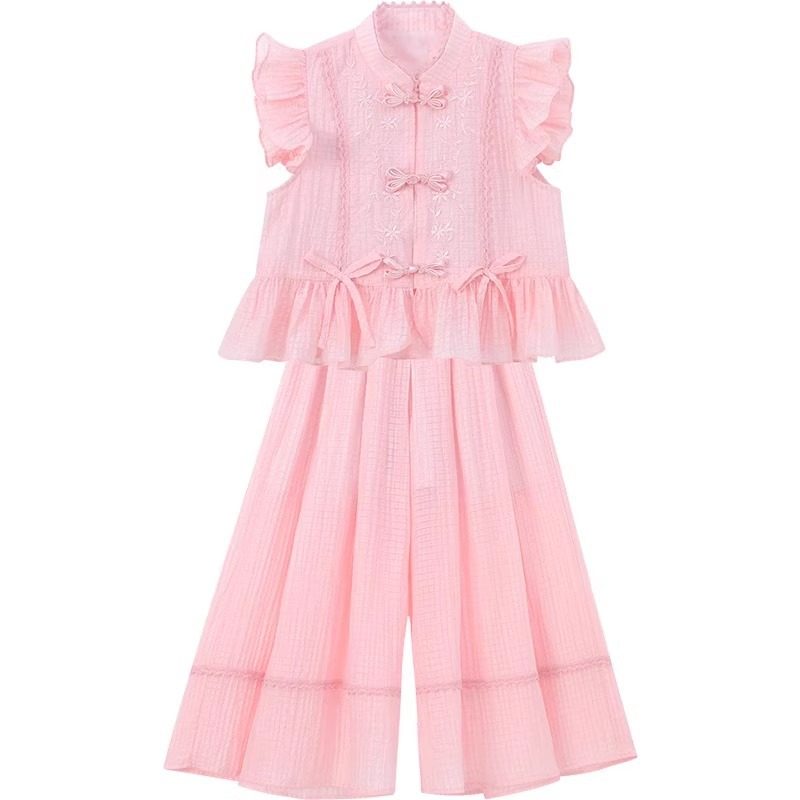 女童新中式国风阔腿裤套装秋装2025新款洋气儿童巨好看中大童国风,淘宝优惠券,粉丝福利购,淘宝优惠卷