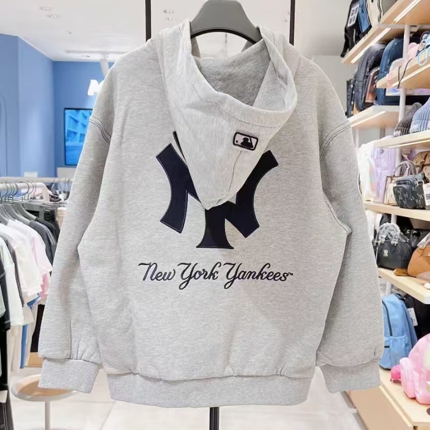 MLB儿童25秋冬款外套男女童时尚撞色缝线后加绒连帽衫7AHDB1356 - 图1