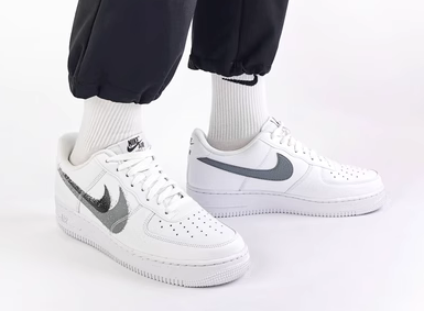 NIKE耐克Air Force 1 AF1 白灰 双勾空军一号休闲板鞋FD0660-100 - 图2