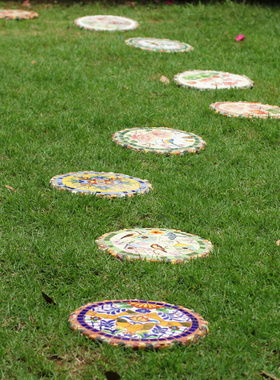 美式乡村脚踏马赛克壁饰步石摆件