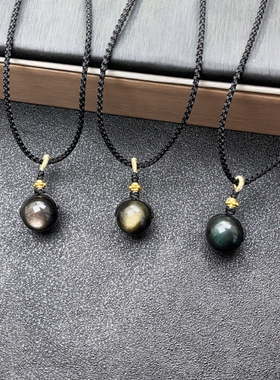 天然金曜石吊坠黑曜石银曜石珠子水晶挂件转运珠项链男女有球必应