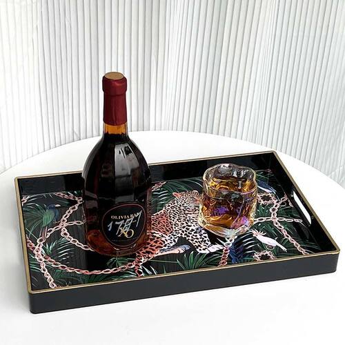现代 零售批发酒店别墅样板间茶杯水果托盘链条,豹子防水托盘 - 图1