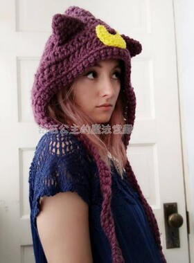 甜美可爱保暖手工帽子月亮巫女