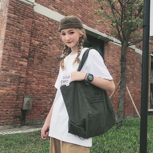 ATTACH 藤原浩手提袋单肩包小众加厚大容量日系托特帆布包 男女 - 图1