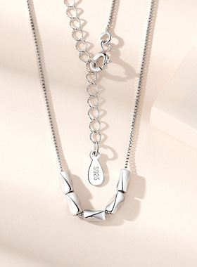 韩版s925银豆豆项链女纯银春夏新款小米粒珠几何设计细锁骨链