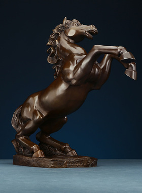 黄铜马到成功摆件家居办公室跃马装饰桌面铜马工艺品开业礼品摆设