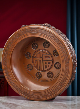 纯紫铜十二生肖游龙聚宝盆门厅门海家居玄关装饰品铜缸摆件