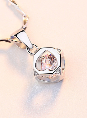 足银999爱情魔方项链女环形设计感锁骨链立体吊坠日韩风精美饰品