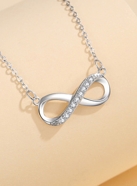 数字8字项链纯银S925欧美循环符号女款项链气质高级感跨境热卖