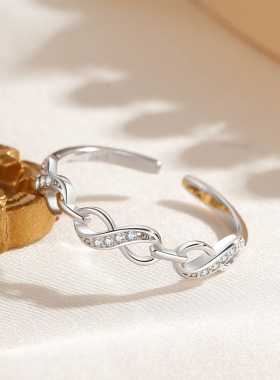 s925纯银欧美戒指女无限符号数字8指环时尚ins冷淡风设计感食指戒