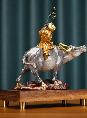 彩铜牧童骑牛摆件家居玄关办公室开业乔迁礼品装饰品