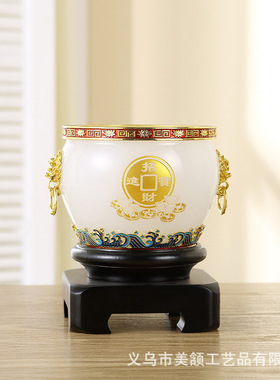 家居聚宝盆风水摆件 白玉琉璃笑佛大肚佛 公司招财装饰摆件批发