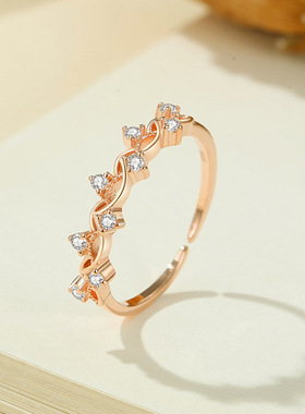 S925纯银星星戒指女小众设计轻奢纯银戒指高级感指环繁星银戒指