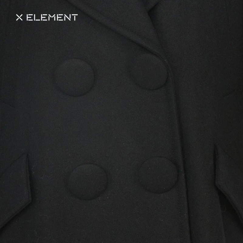 Winter black fitted jacket for leisure, long woolen coat, mid-length
