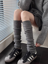 Japan Durgge Autumn Winter Smoke Grey Warm Leg Set Wool Rice White Heaps Socks Socks Black Calf Socks