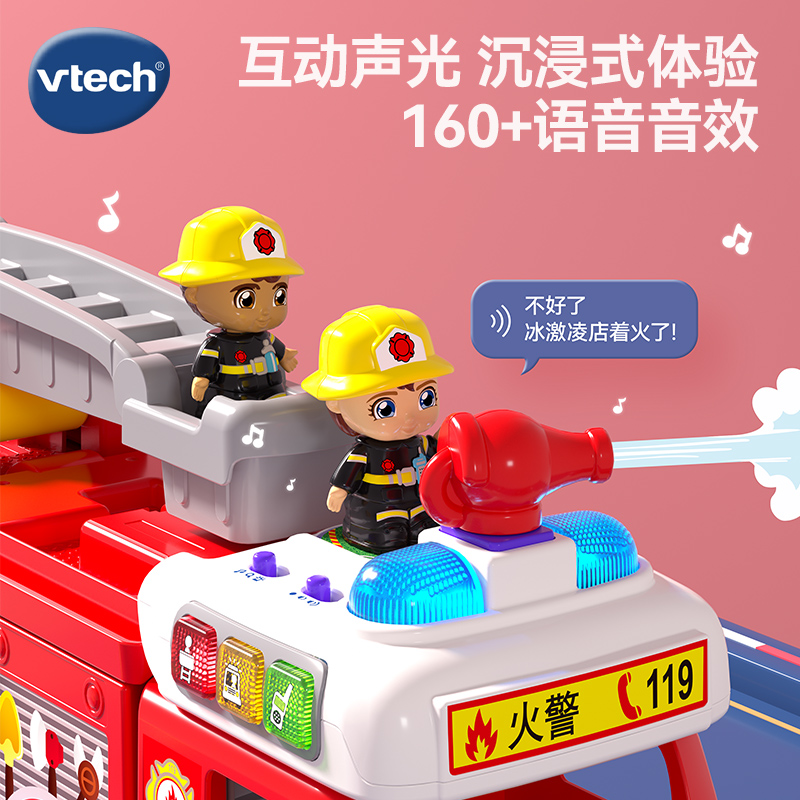 伟易达2合1变形消防站场景过家家安全知识玩具交通救援车